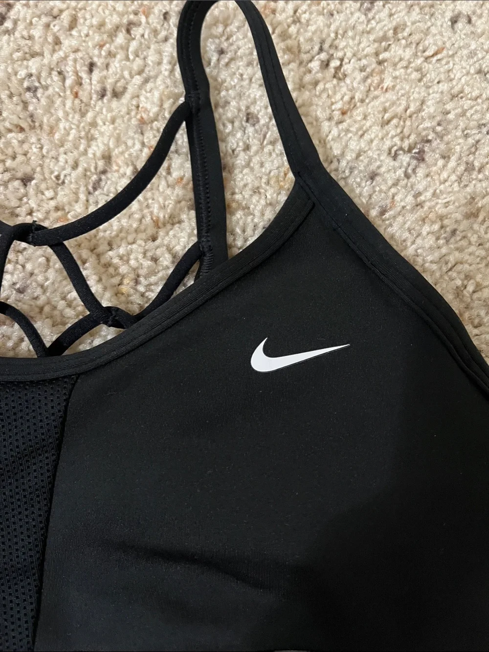 Nike Black Sports Bra with White and Gold Accent Band